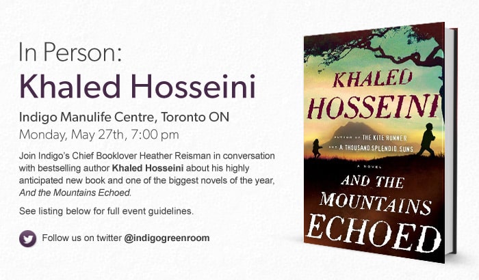 Khaled Hosseini, May 27, Indigo Manulife Centre, Toronto