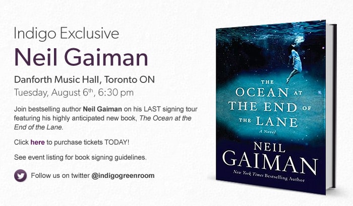 Indigo Exclusive: Neil Gaiman at the Danforth Music Hall in Toronto on Tuesday, August 6th at 6:30 PM