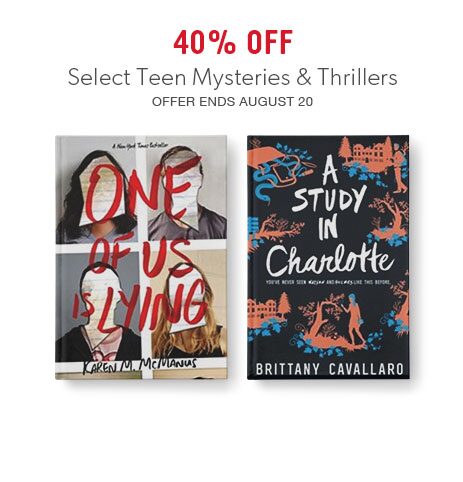 40% off select teen mysteries and thrillers 40% off select teen mysteries and thrillers