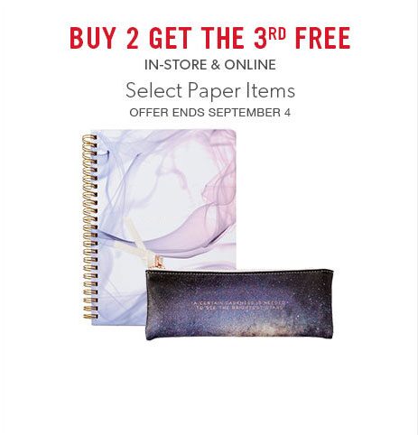 buy two select paper items and get the third free - in-store and online buy two select paper items and get the third free - in-store and online