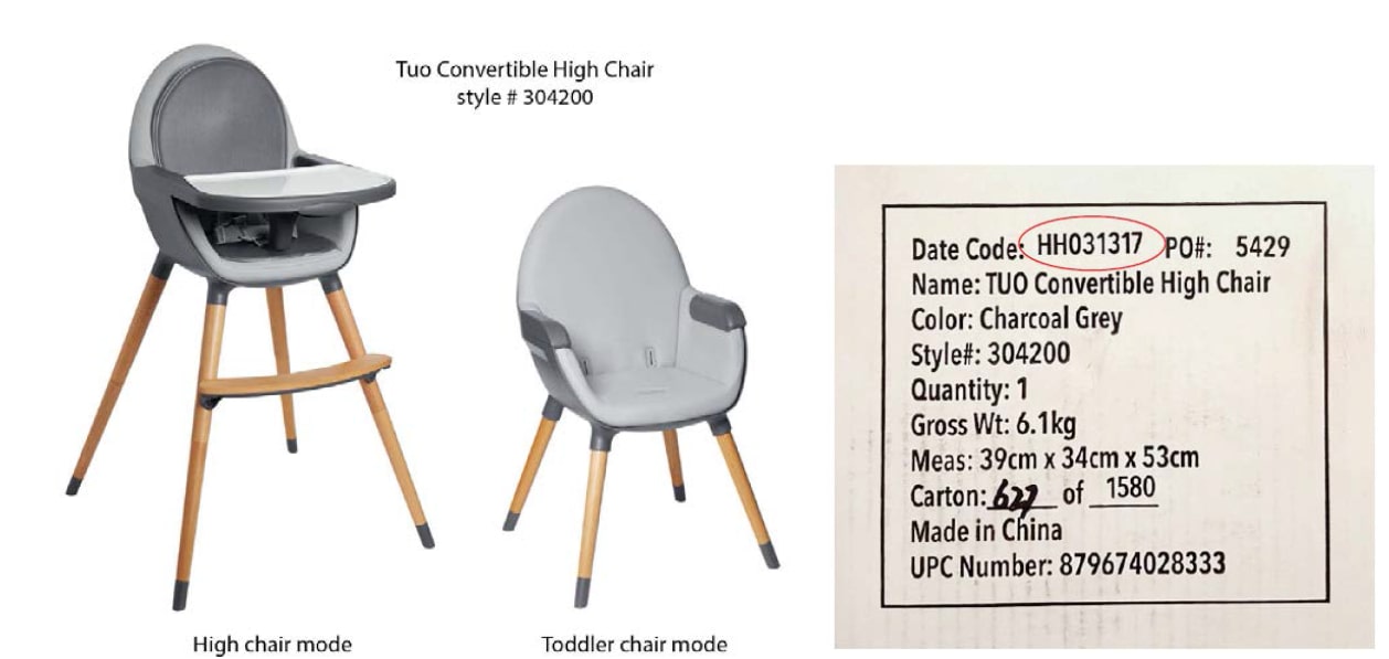 Notice of Manufacturer Skip Hop Convertible High Chair