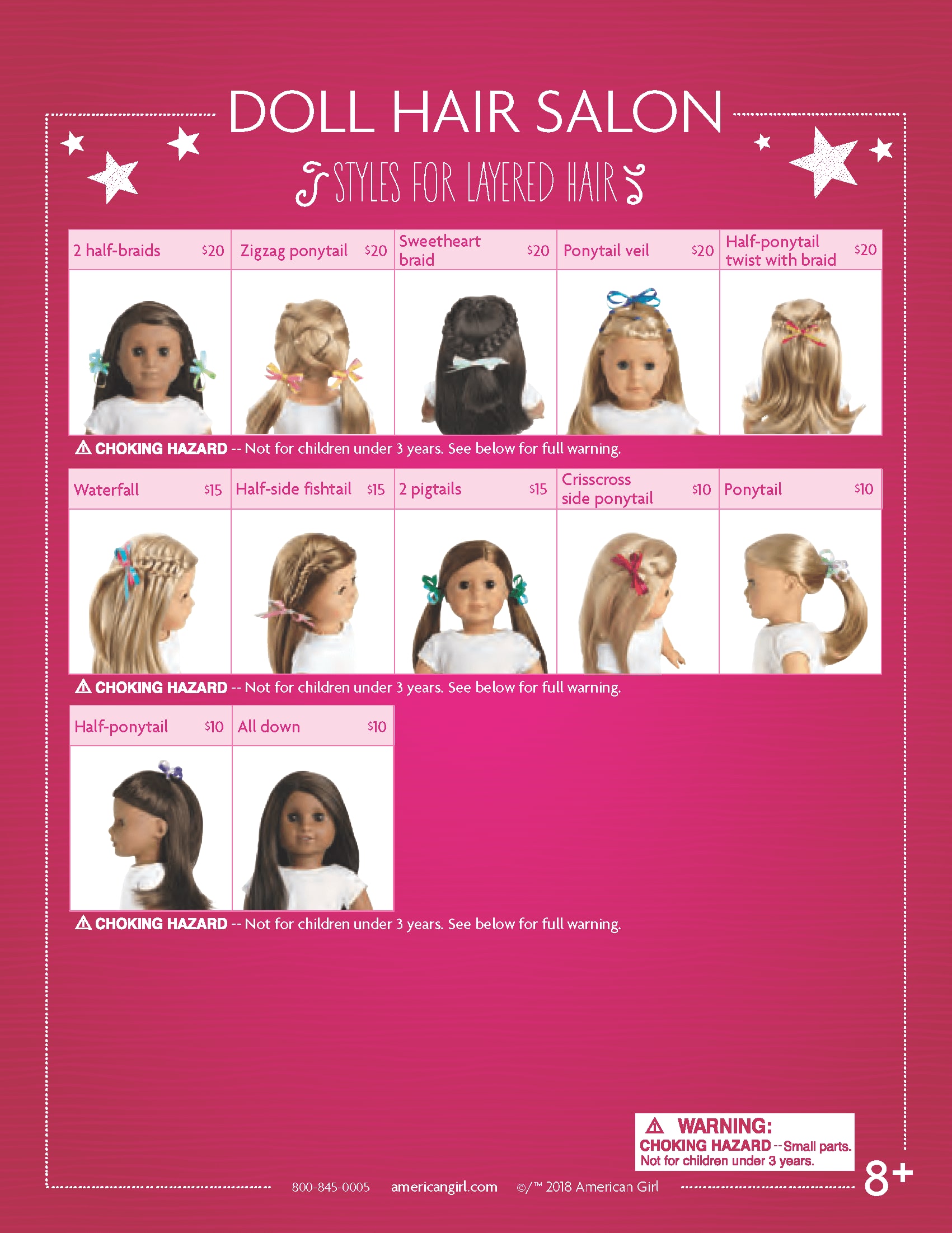 american girl doll hair salon prices