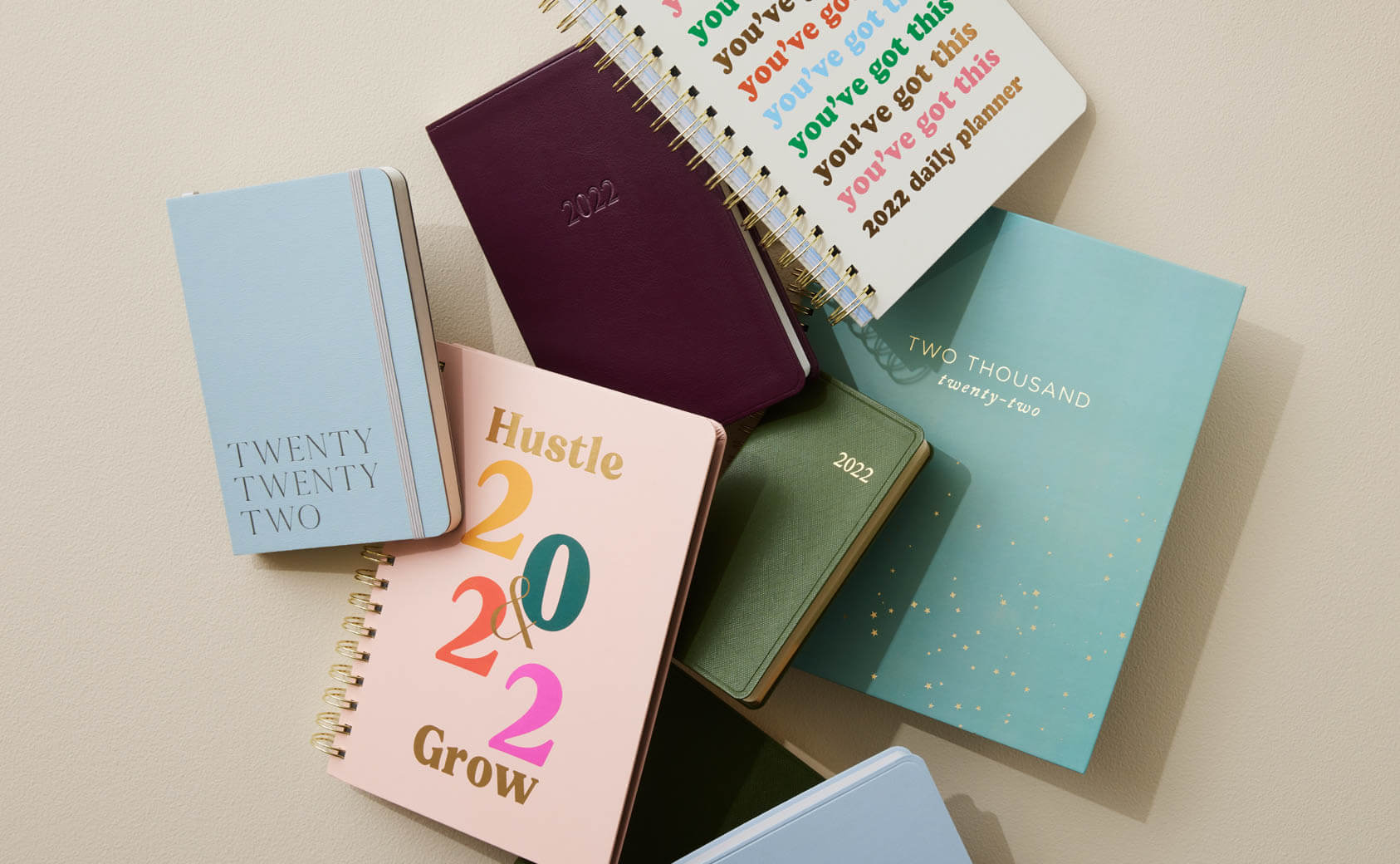 Colourful assortment of agendas and planners