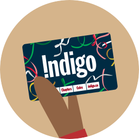 An illustrated of a phone with the Indigo app on the screen.