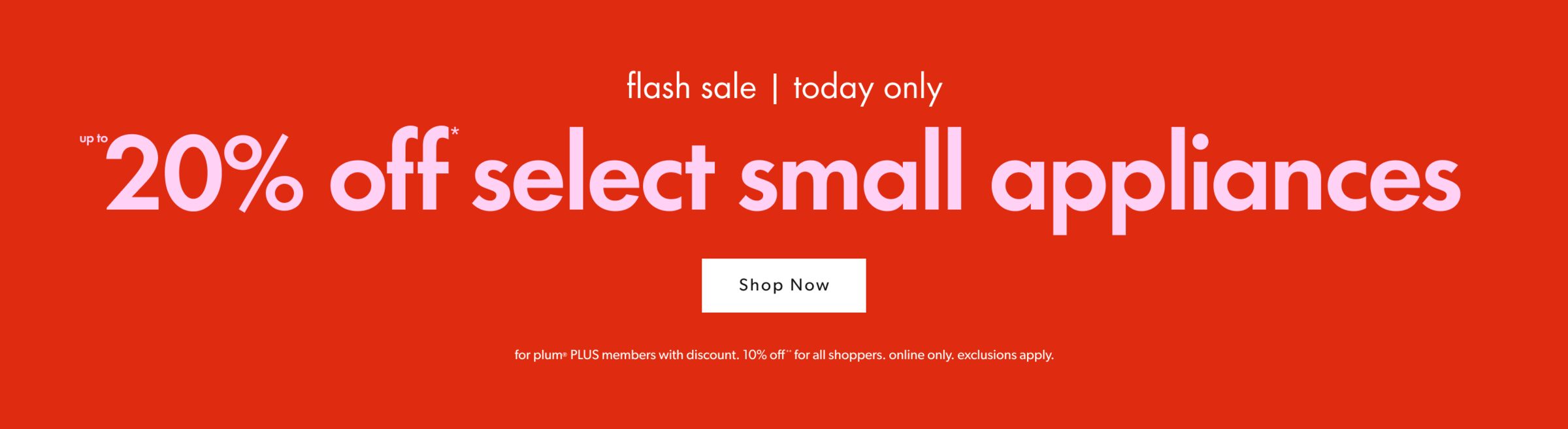 20% off Small Appliances Flash Sale.