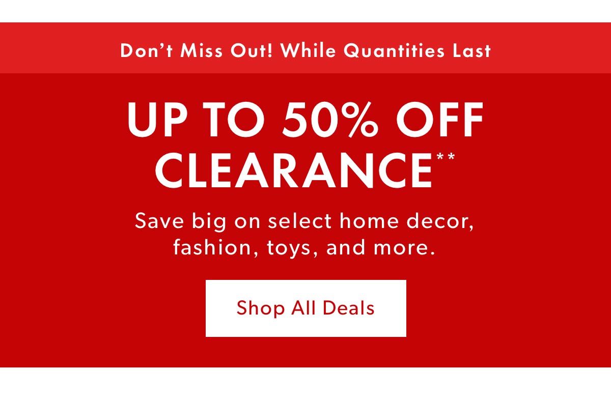 Up to 50% off Clearance
