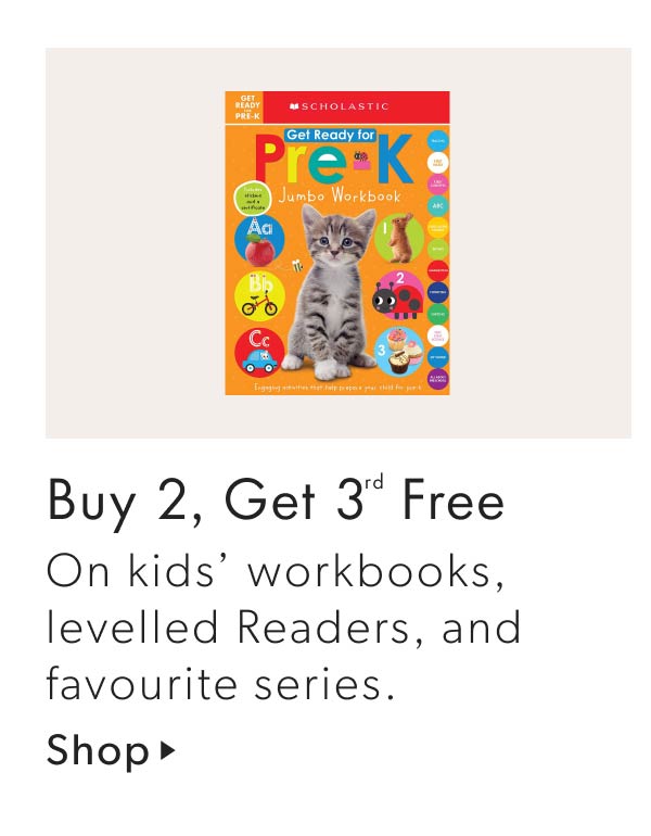 Buy 2, get 3rd free on kids workbooks