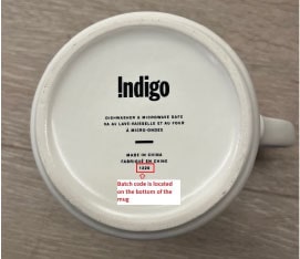 Indigo bear mugs: Location of Batch Code