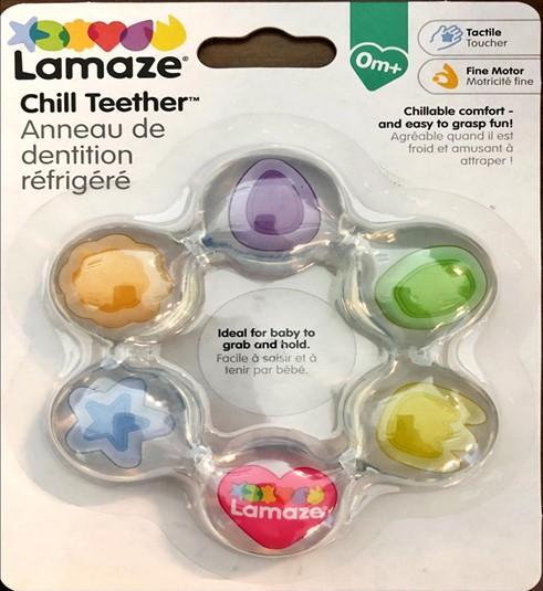 Lamaze Chill Teether item number Y5288L, UPC 071463052882, production codes K1920ALP01 & E1920ALP01