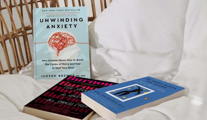 Top mental health books including Unwinding Anxiety