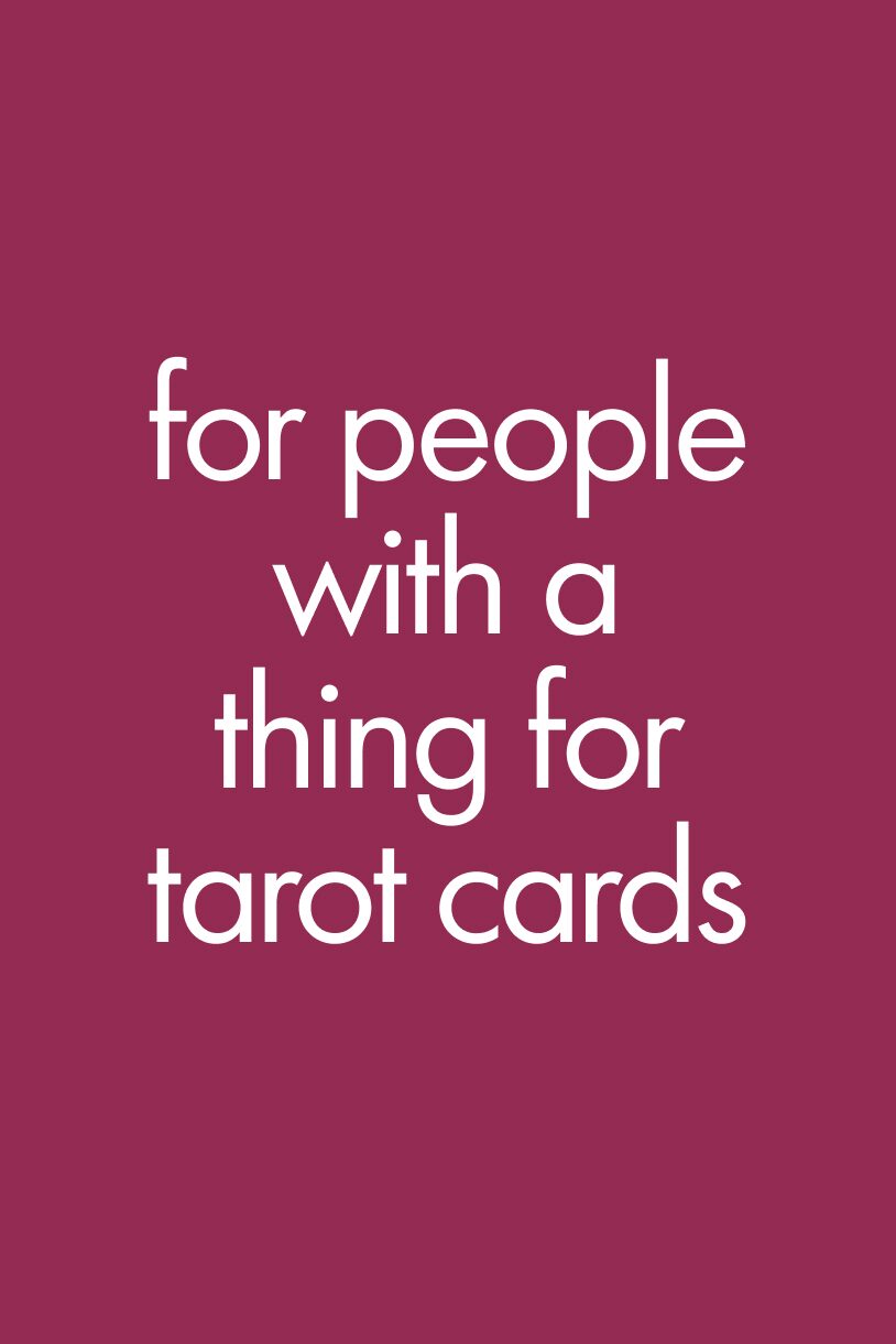 Banner text reads: for people with a thing for tarot cards
