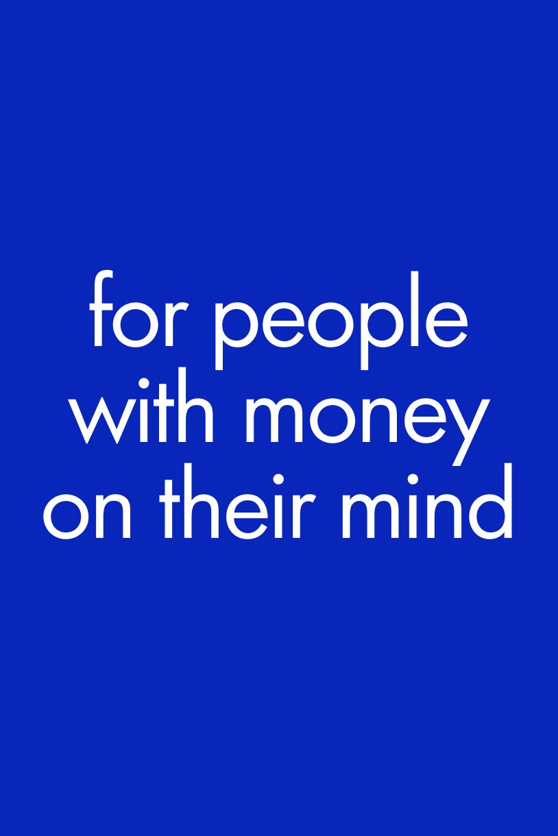Banner text reads: for people with money on their mind