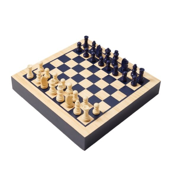 Indigo Wooden Chess & Checkers Set
